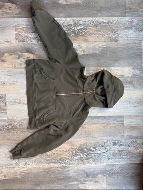 Olive Green Half-Zip Hooded Sweatshirt